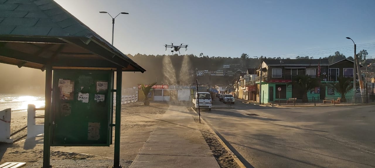 Gasmar apoya sanitización de espacios públicos de Puchuncaví y Ventanas con uso de drones